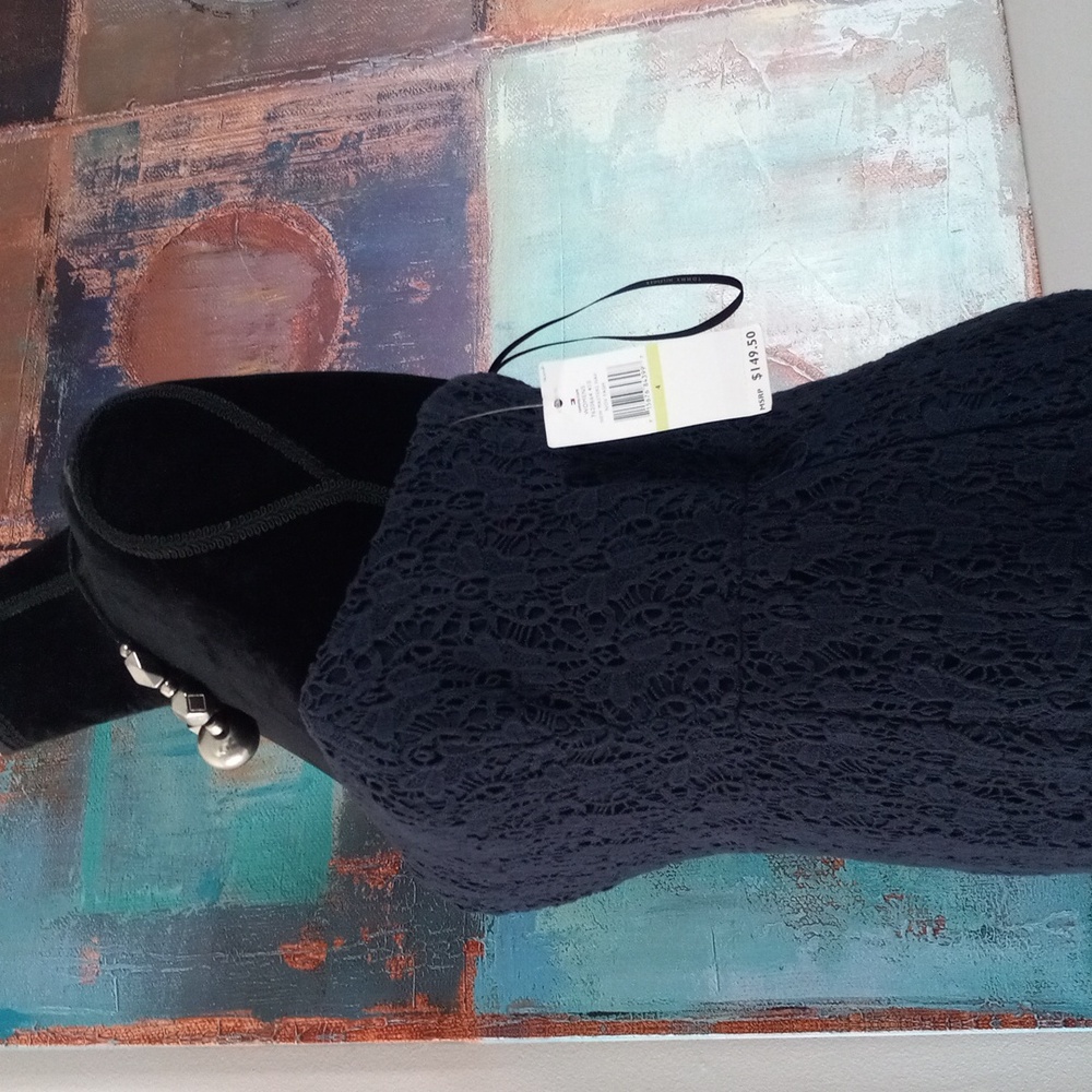 Elegant Navy Blue Lace Strapless Dress By Tommy Hilfigure Size 4 NWT - Picture 10 of 10